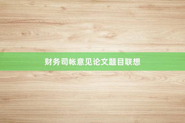 财务司帐意见论文题目联想